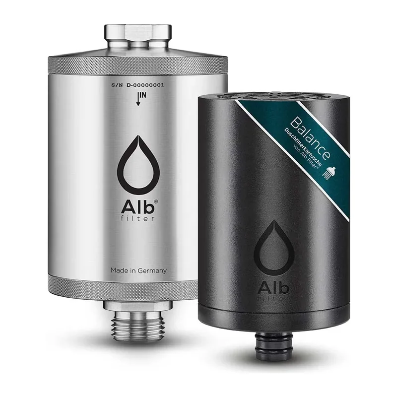 Alb Duschfilter Balance: Edelstahlgehäuse mit heller Kartusche